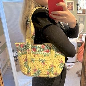 Vintage Vera Bradley HOPE Sunshine Yellow and Pink Bows Petite Paddy Purse